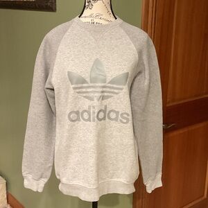 Adidas Light Gray Logo Sweatshirt, Size Small